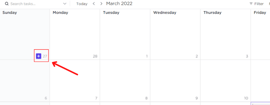 Add task on the calendar ClickUp
