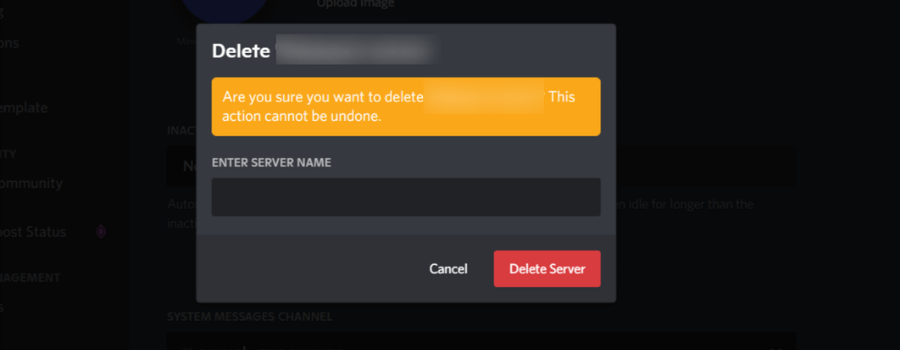 Delete a Discord Server