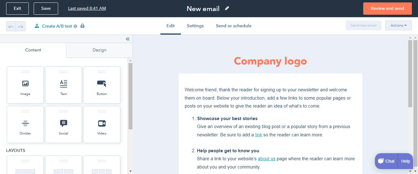 HubSpot Create New Email