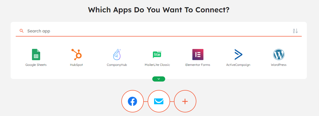 Integrately application connection page