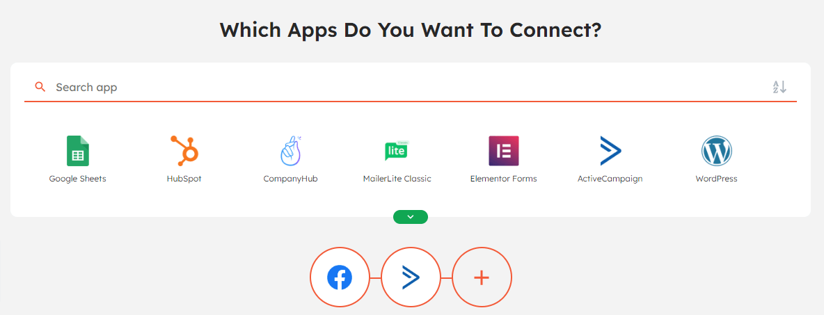 Integrately application connection page
