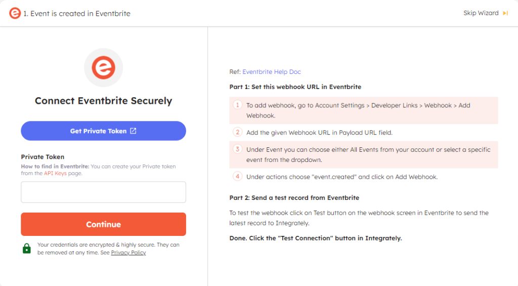 Eventbrite login page