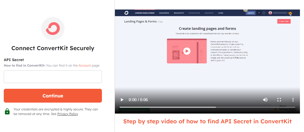 Securely connect your ConvertKit with Integrately