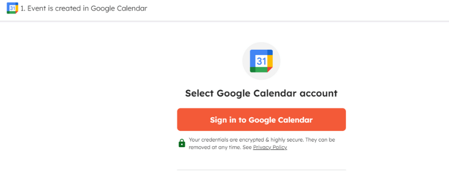 Google Calendar Account Page