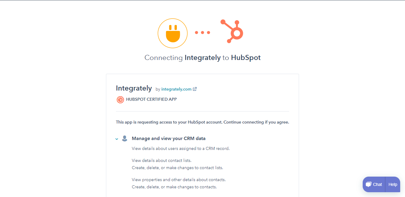 Connect HubSpot account with Integrately to set up integrations and automate workflows