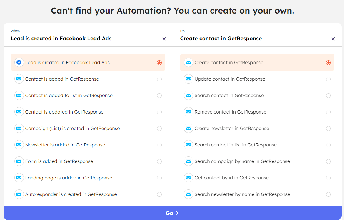 Integrately's Trigger and Action page.