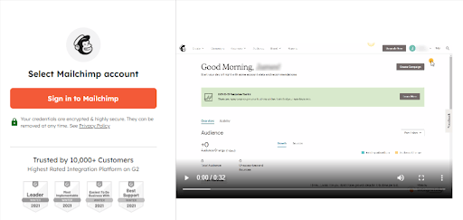 Mailchimp login page