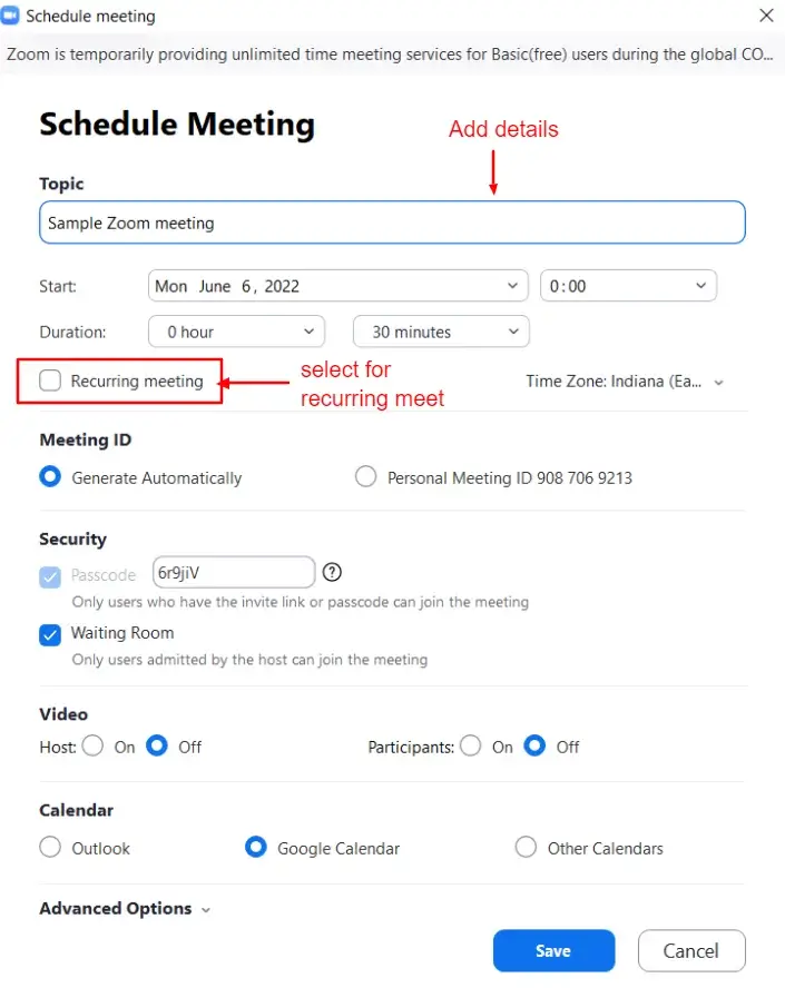 Schedule Your Zoom Meetings