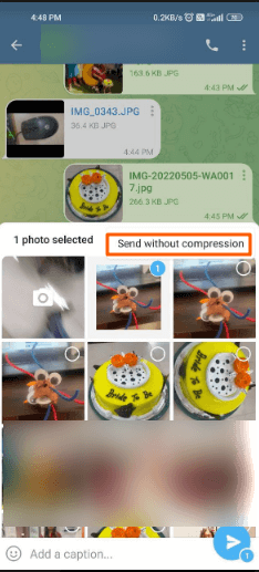 Send without compresson
