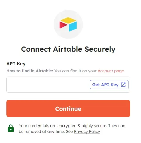 Connect Airtable account with Integrately