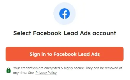  Sign in to Facebook Lead Ads account to connect it with Integrately