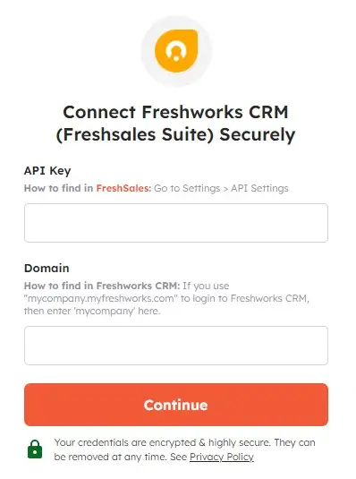 Securely connect Freshsales Suite with Integrately