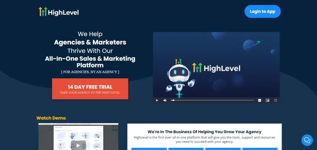 GoHighLevel's landing page