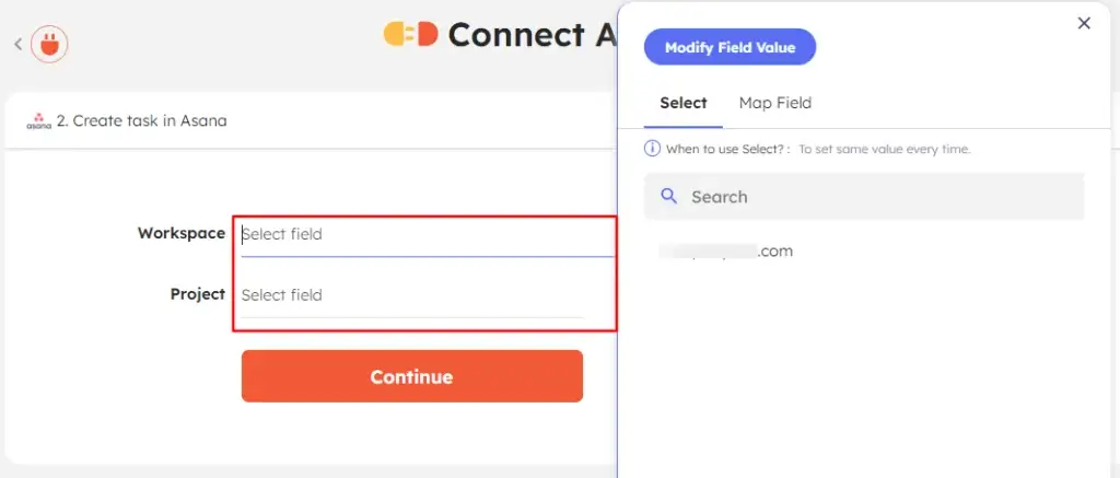 Account connection page