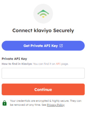 Securely connect klaviyo account with Integrately