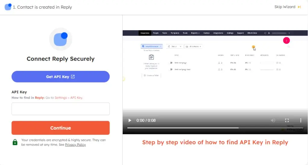 Securely connect Reply with Integrately