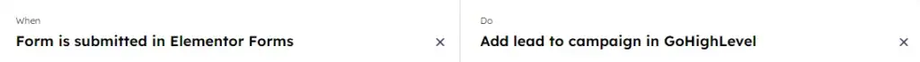 Trigger and Action for Elementor Forms + GoHighLevel