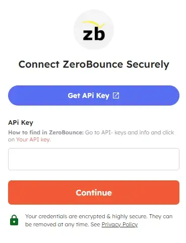 Securely connect ZeroBounce with Integrately