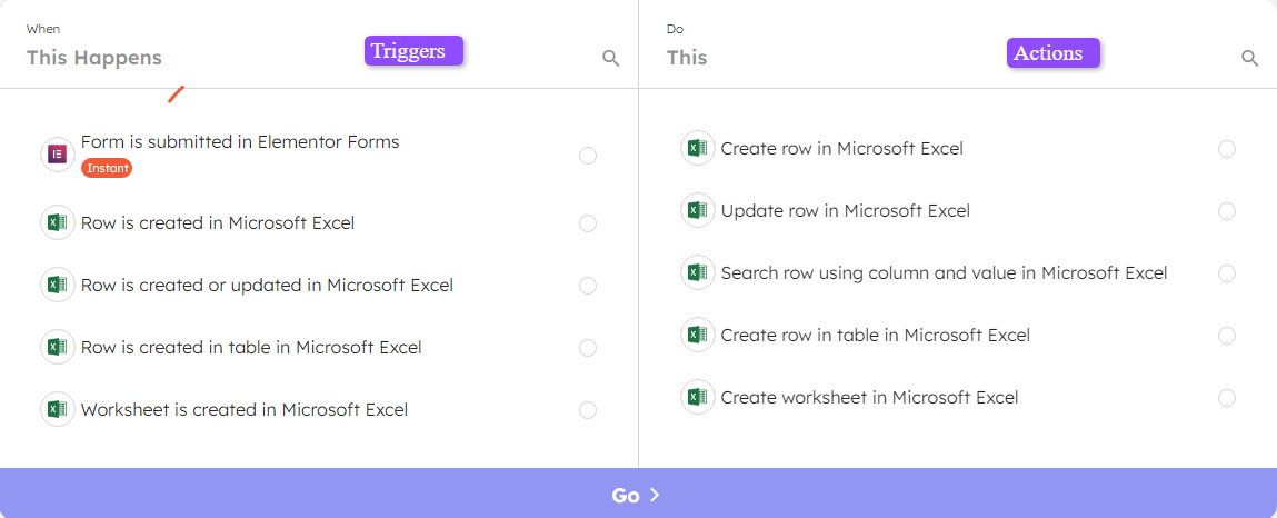 Custom Trigger and Action for Elementor Forms and Microsoft Excel