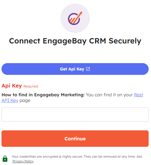 Securely connect EngageBay CRM with Integrately