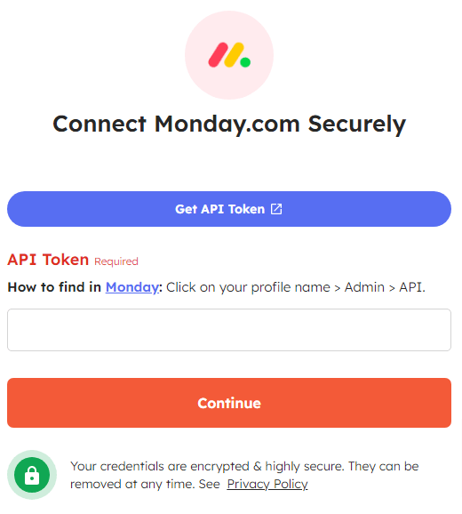 Securely connect Monday.com with Integrately