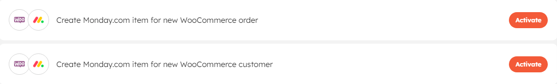 1-click automation for WooCommerce + Monday.com in Integrately