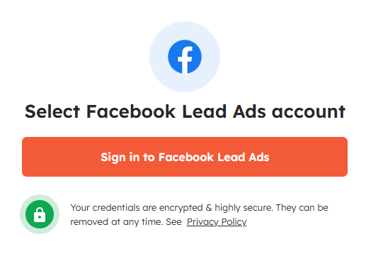 select facebook lead ads account