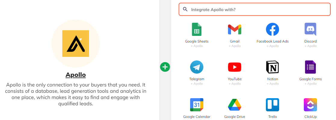 Integrate Apollo with 1050+ apps using Integrately