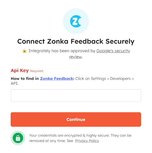 Connecting Zonka Feedback with Integrately