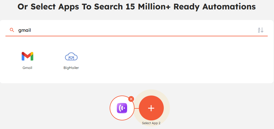 search for & choose another application to connect with KrispCall.