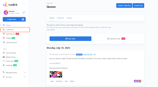 Click on Collections on the Navigation Bar