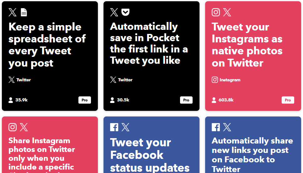 Ready-to-use Twitter applets from IFTTT, the best Zapier alternative to automate social media tasks.